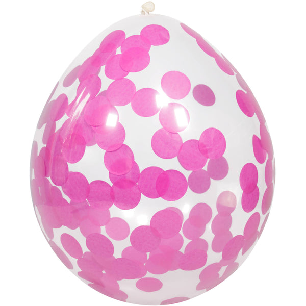 Folat Balloons With Pink Confetti 30 Cm - 4 Pieces