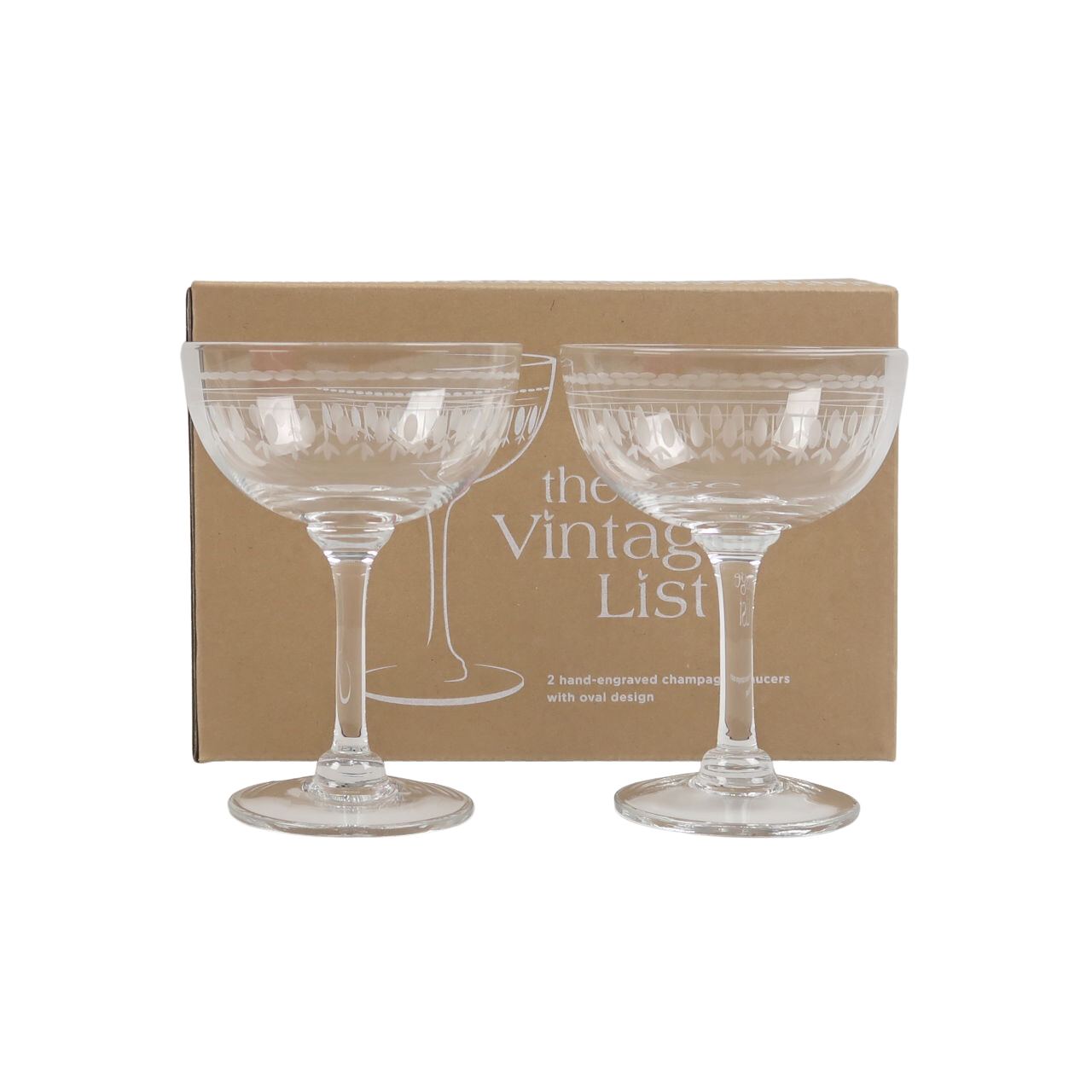 The Vintage List Box of 2 Etched 'Ovals' Design Champagne Coupes