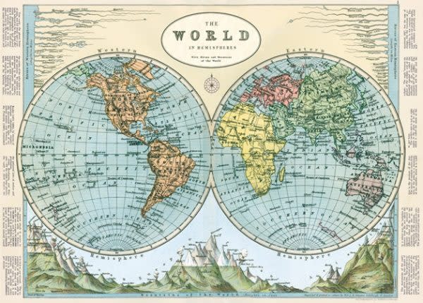 Cavallini & Co Hemispheres Map 2 Poster