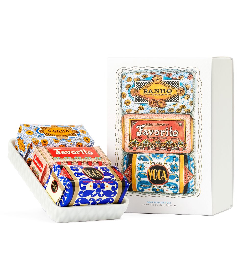 Claus Porto Soap Dish and Miniature Soaps Gift Box - Banho Favorito Voga 3x50gr