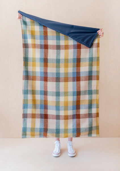 The Tartan Blanket Co. Recycled Wool Small Picnic Blanket In Rainbow Herringbone Check