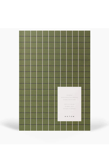 NOTEM Vita Notebook, Medium In Green Grid