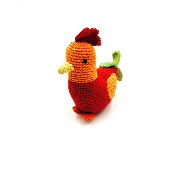 Pebble Child Rooster Rattle In Red