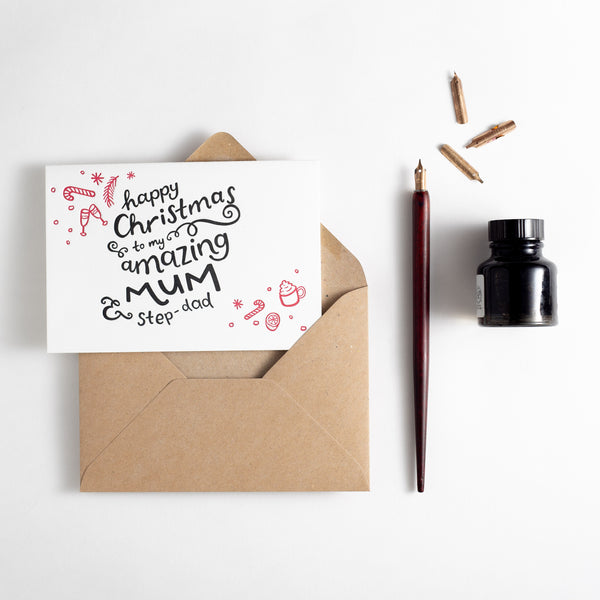 Hunter Paper Co. Happy Christmas Amazing Mum & Step-dad Letterpress Card