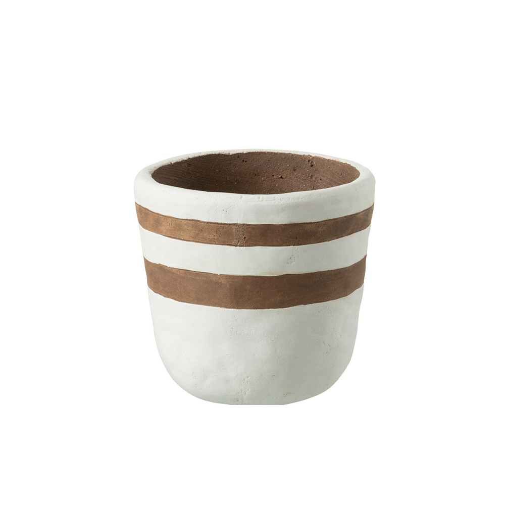 Terra Nomade Medium Cache Pot En Céramique Blanc Et Marron