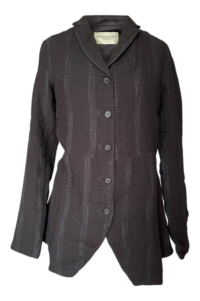 Window Dressing The Soul Linen Striped Wdts 5 Button Jacket