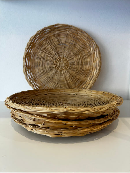 The Find Store Set of 4 Wicker Basket Plates