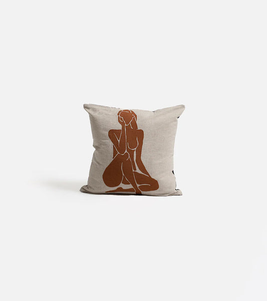 bon bon fistral 'le Femme' Screen Printed Cushion - Terracotta