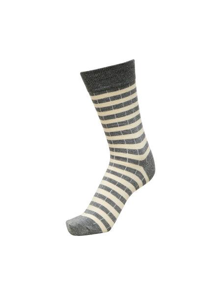 Selected Homme Bone White Small Stripes Mens Socks