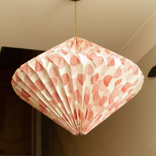 india Indian Hand-folded Paper Diamond Lightshade 'red Dots'