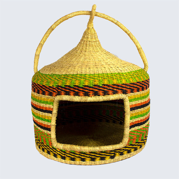 Ghana Ghanaian Woven Cat Basket 'fruit Carnival'