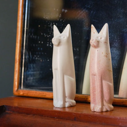 Kenya Soapstone Hand Carved Cats 'natural'