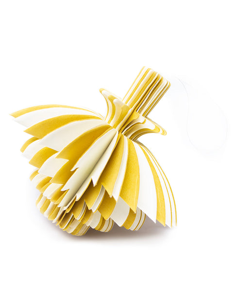 india Indian Recycled Paper Decoration 'medium Yellow & White Bauble'