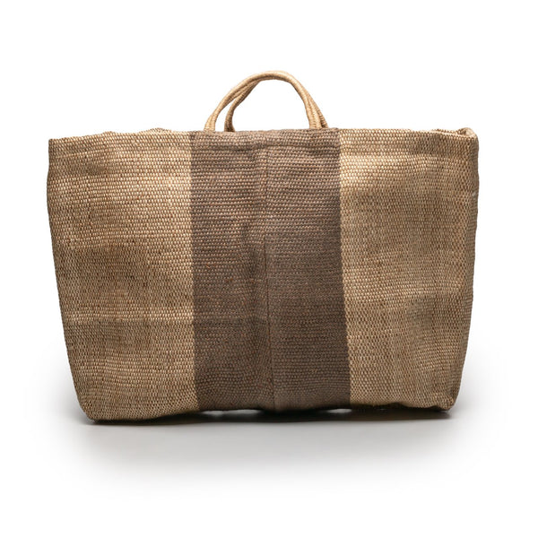 Maison Bengal Extra Large Jute Bag With A Pale Grey Stripe