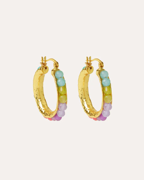Ottoman Hands Sasha Multi Colour Jade Beaded Hoop Earrings