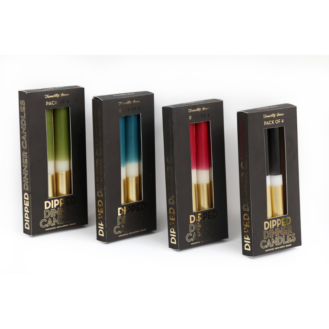Temerity Jones Colour Pop Bohome Gold & Colourful Dipped Candles : Set of 4