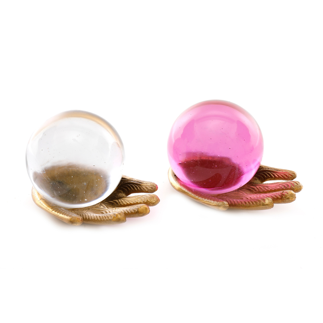 Temerity Jones Gold Hand & Mystic Crystal Ball Ornament : Clear or Pink