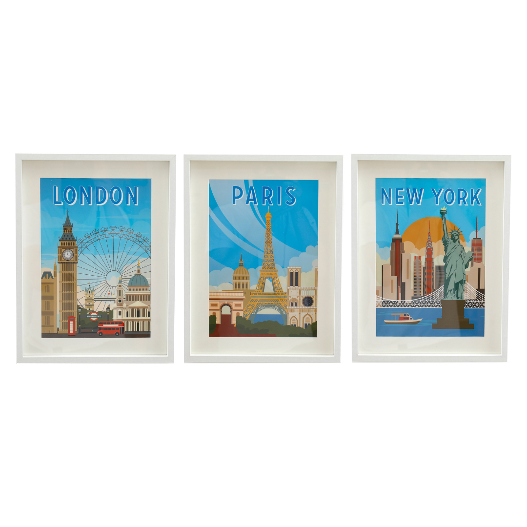 Temerity Jones Capital City Poster Style Framed Art Print : London, Paris or New York
