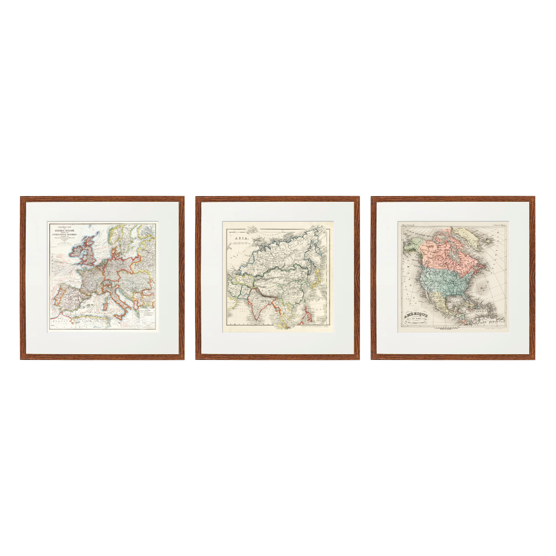 Temerity Jones Vintage Map Framed Art Print : Europe, Asia or America
