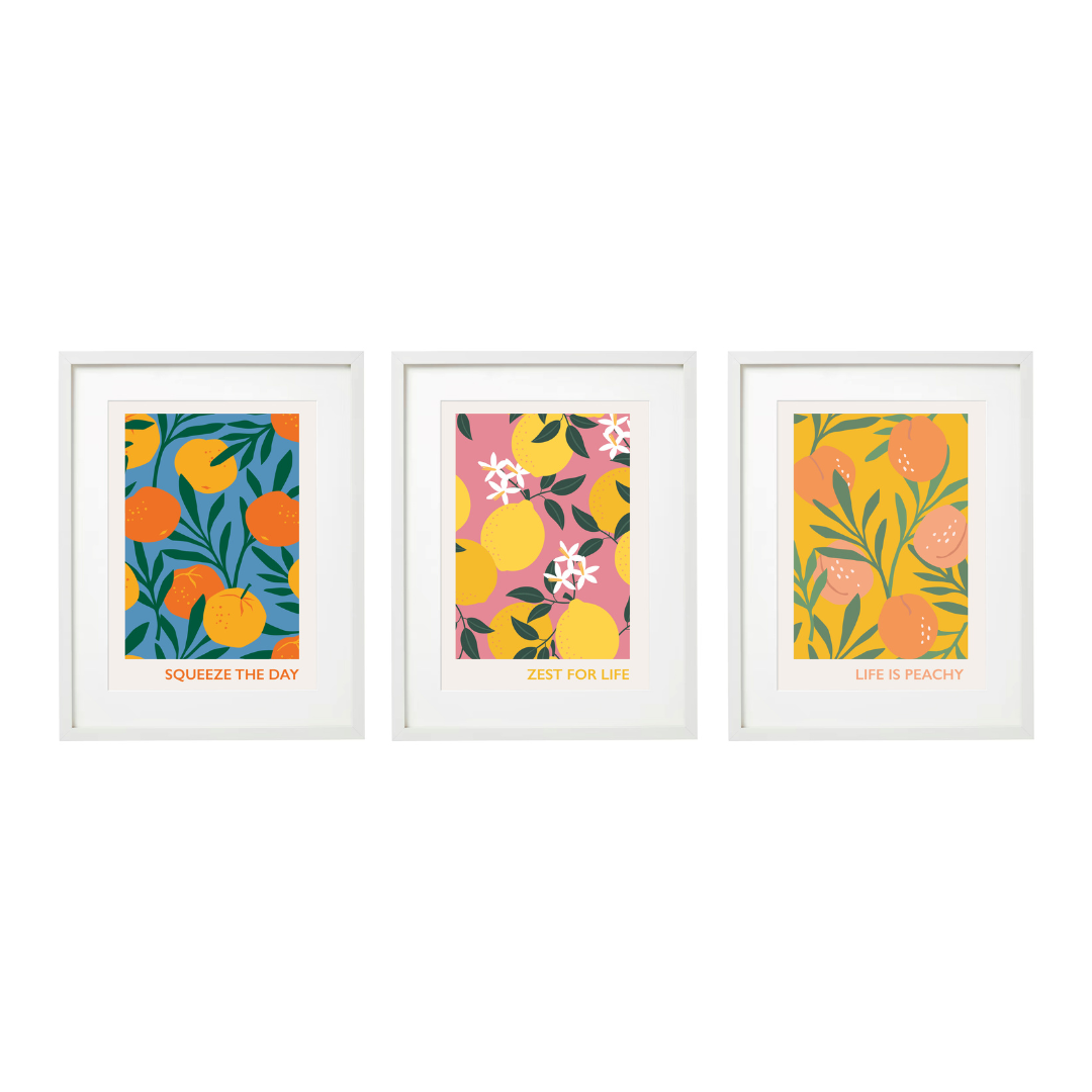Temerity Jones Summer Fruits Framed Art Print : Orange, Lemon or Peach