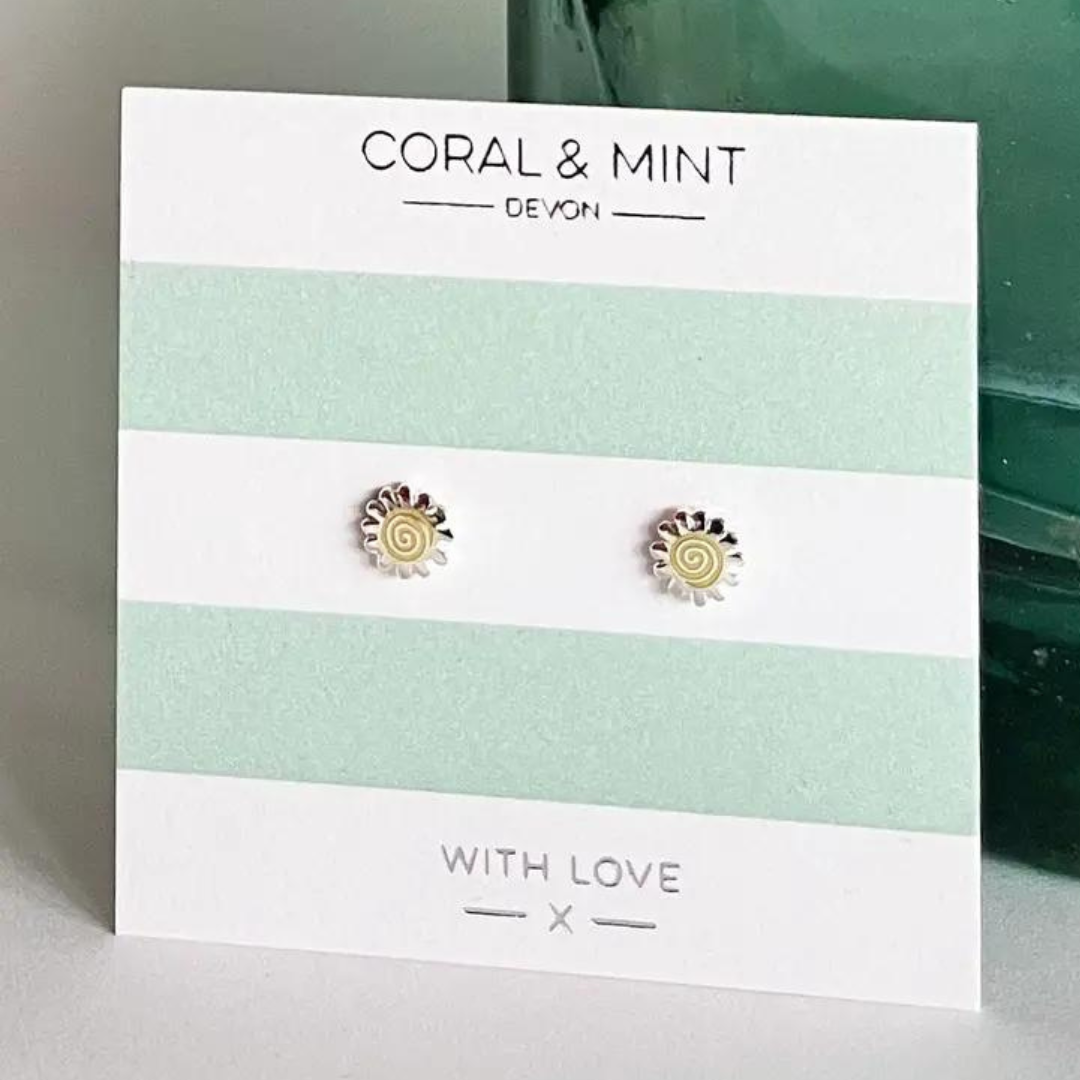 Coral & Mint Sunshine Enamel Earrings