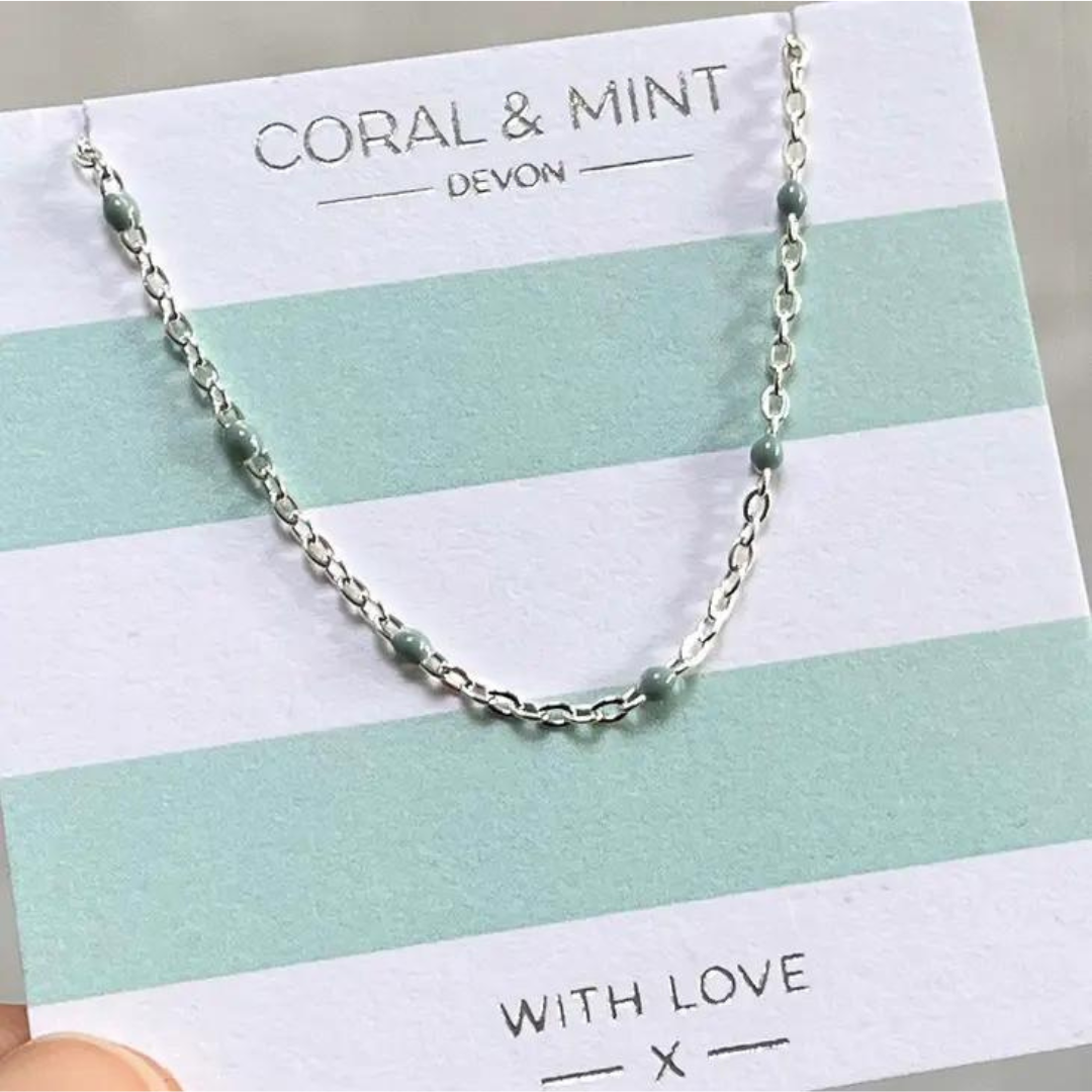 Coral & Mint Mint Enamel Beaded Chain Necklace