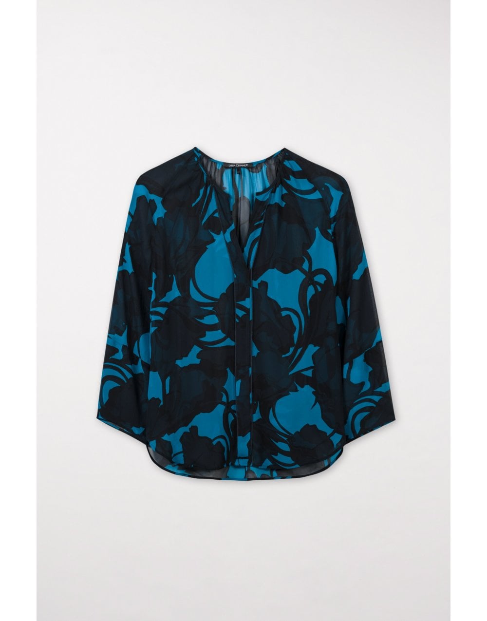 Luisa Cerano Blues Bold Floral Printed Blouse