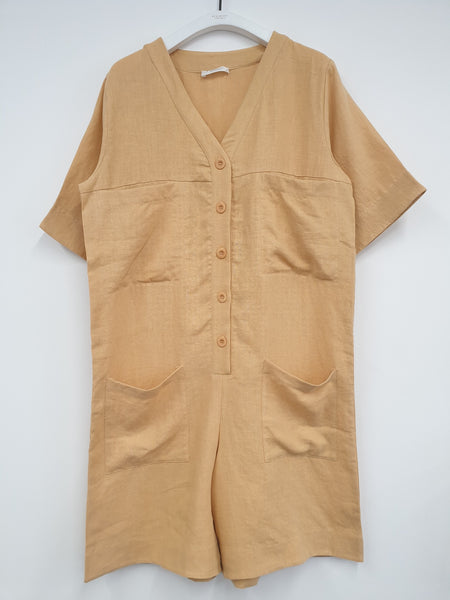 Beaumont Organic Nadia Linen Playsuit In Sunflower