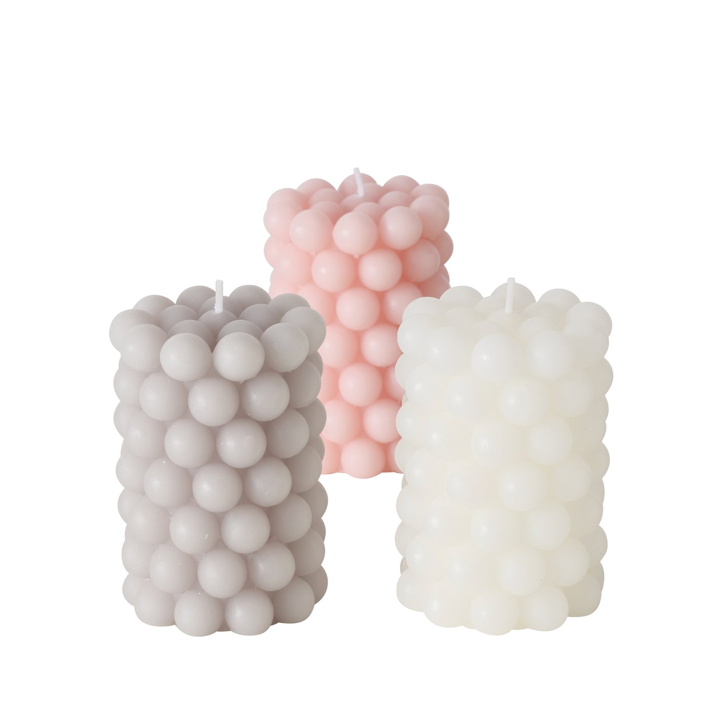 &Quirky Colour Pop Pearls Bubble Candle : Pink, Cream, Grey