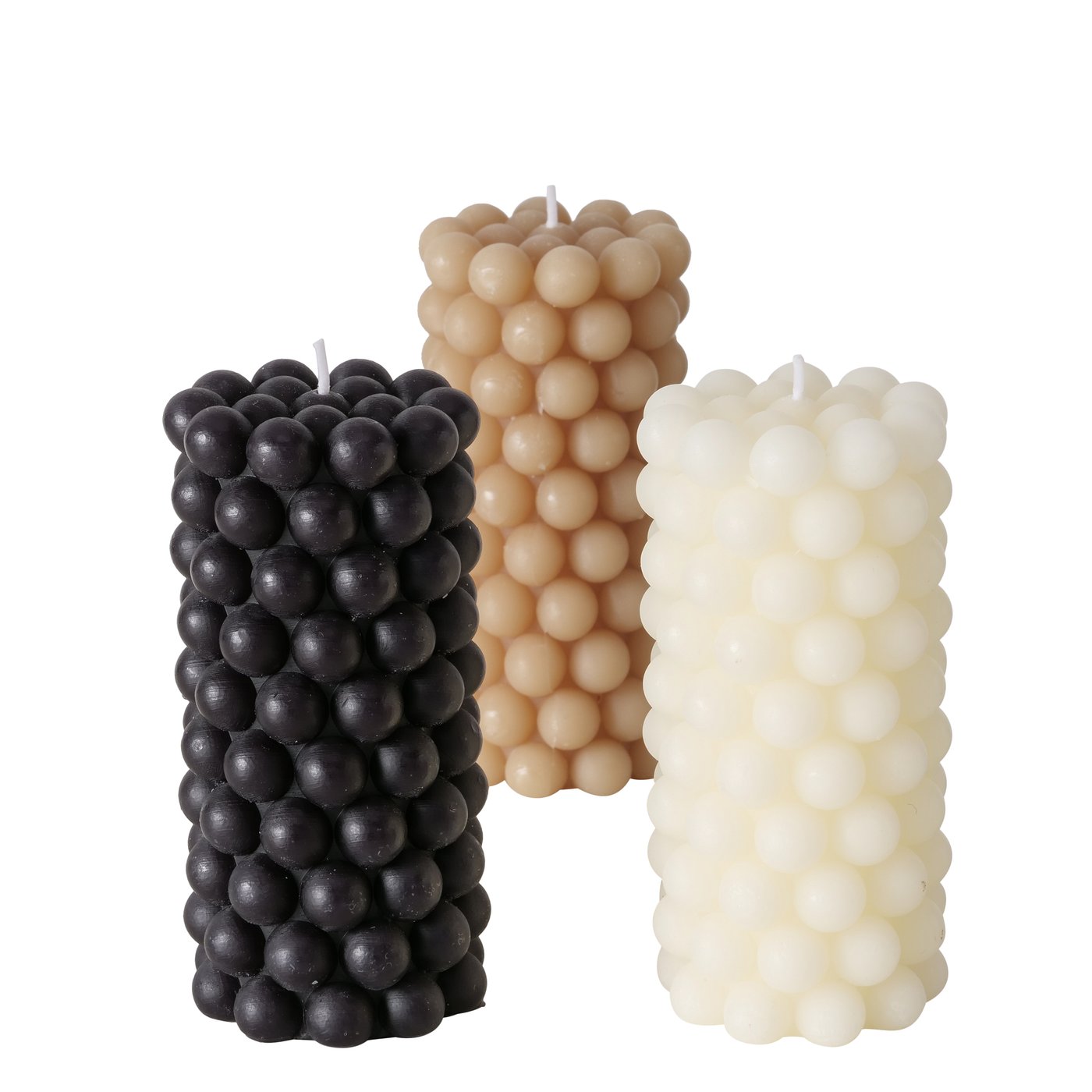 &Quirky Colour Pop Tall Pearls Bubble Candle : Black, Cream or Taupe