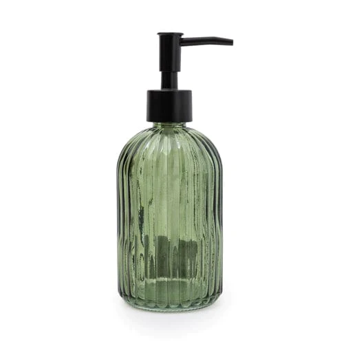 Candlelight Green Ribbed Glass Soap Dispenser