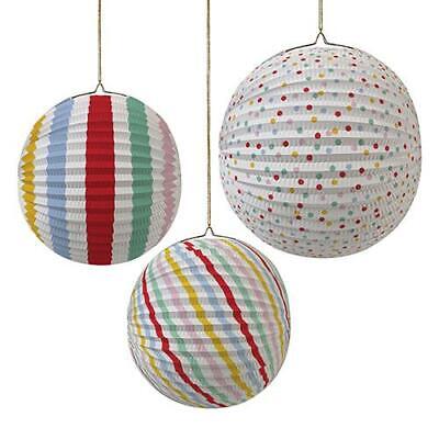 Meri Meri Pack of 3 Toot Sweet! Party Decorations Paper Globes Spots and Stripes 