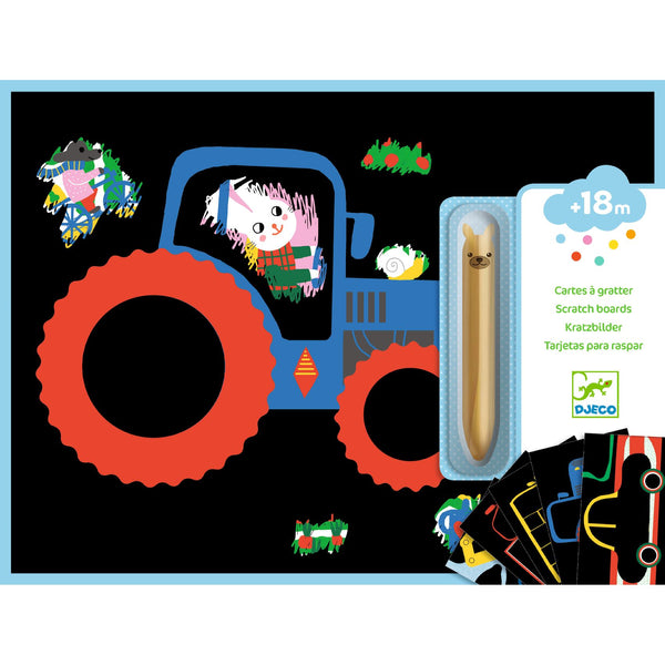 Djeco  Scratch Cards With Stylus - Learning About Vehicles