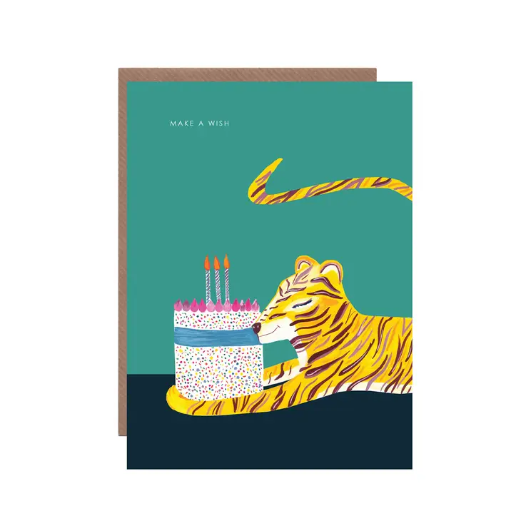 Hutch Cassidy Tiger with Cake Birthday Greeting Card
