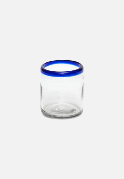 Folkdays Drinking Glass With Colourful Rim // Blue