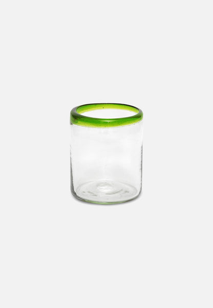 Folkdays Drinking Glass With Colourful Rim // Green