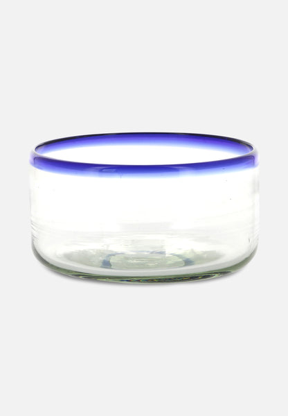 Folkdays Glass Bowl With Colourful Rim // Blue