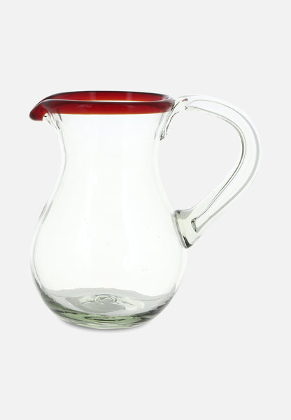 Folkdays Glass Carafe With Colouful Rim // Red