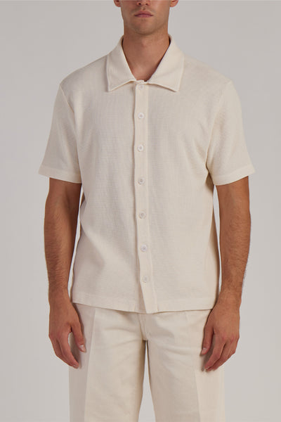 Daniele Fiesoli Button Up Waffle Jersey Shirt Off White