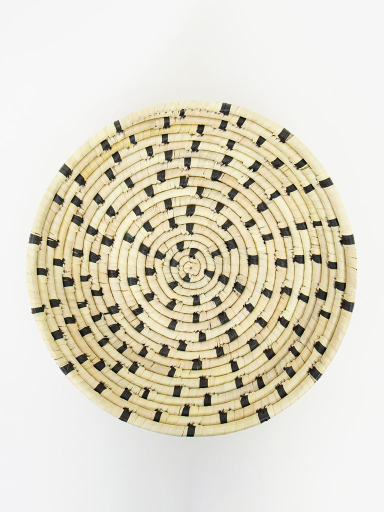 Afroart Palm Dot Bread Basket In Natural And Black