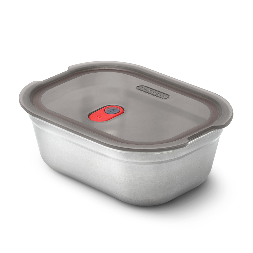 Black-Blum UK Black-blum Stainless Steel Food Box Microwave Safe Medium Size Grey/red