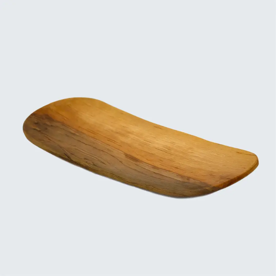 AARVEN Olive Wood Flat Plate with Curved Sides