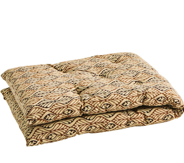 Madam Stoltz Beige Sienna and Coffee Patterned Cotton Bench Cushion