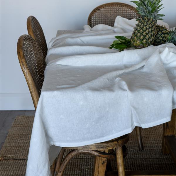Morgan Wright Milk Embroidered Bee Linen Tablecloth