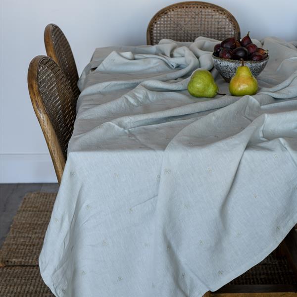 Morgan Wright Sky Grey Bee Linen Tablecloth