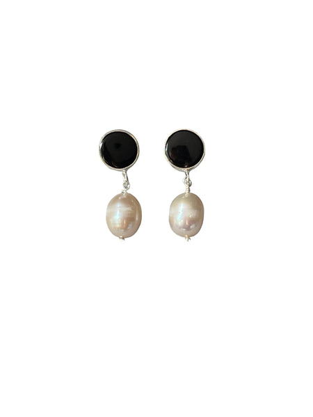 CollardManson Black Onyx Pearl Drop Earrings