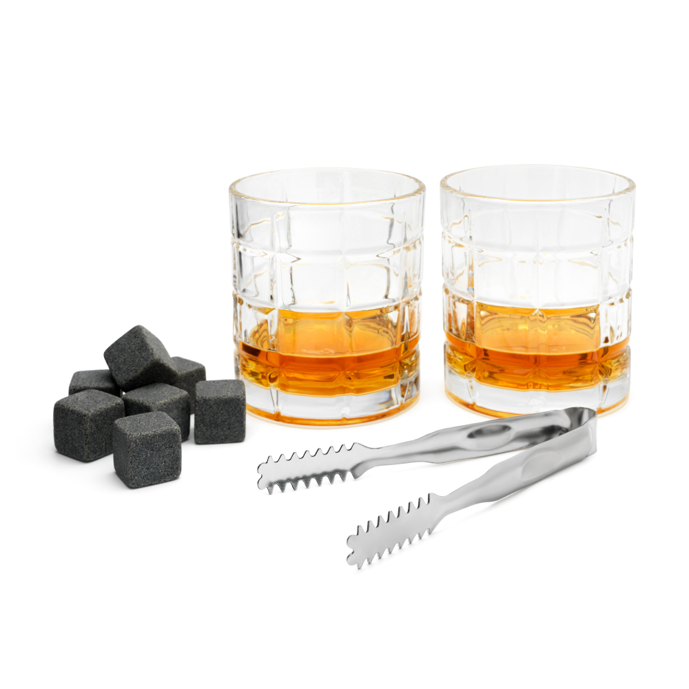 Leopold Vienna Holland Leopold Vienna Whiskey Gift Set With 2 X Glasses, Granite Ice Cubes & Stainless Steel Tongs