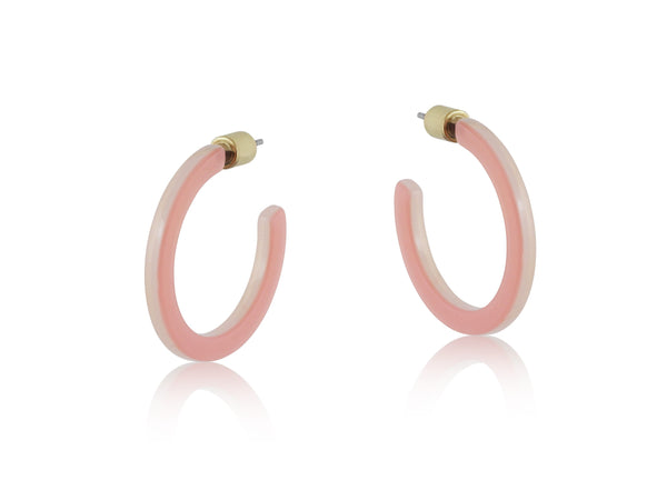 Big Metal Peach Tiny Resin Hoop Earrings