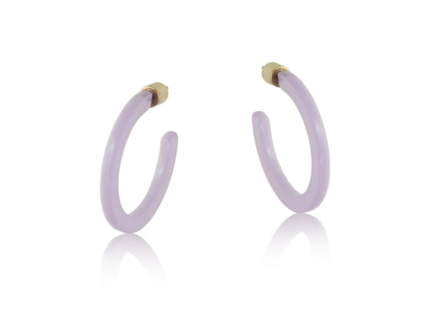 Big Metal Lilac Tiny Resin Hoop Earrings
