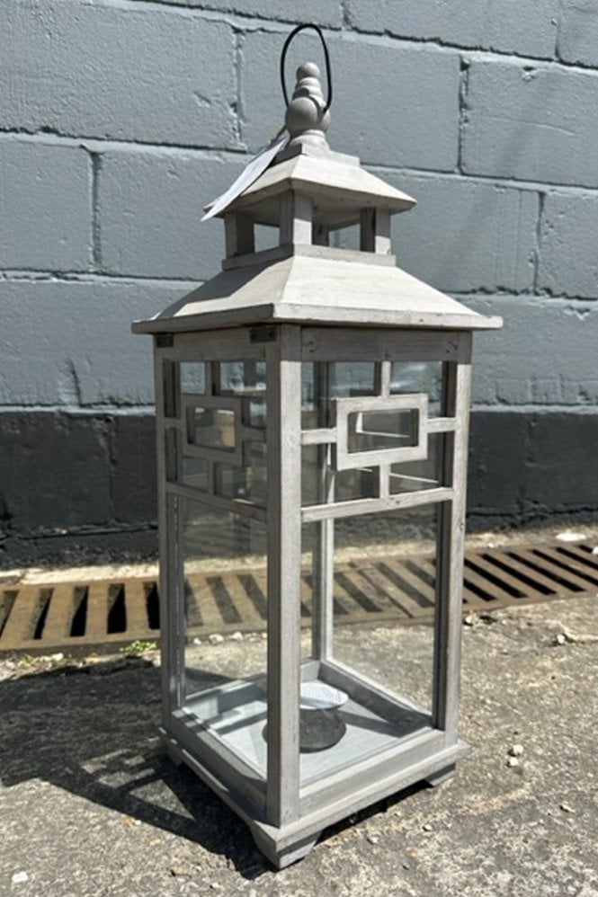 The Home Collection Wooden Lantern Medium In Grey